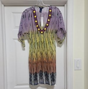 Ocean Drive Clothing Co Beaded n Seq Beachwear Swim Cover Up Tunic Top sz Medium